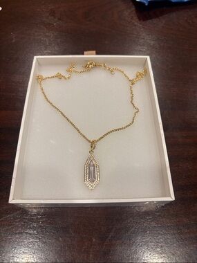 April 26: Gold Crystal Baguette Pendant Necklace - Women Jewelry